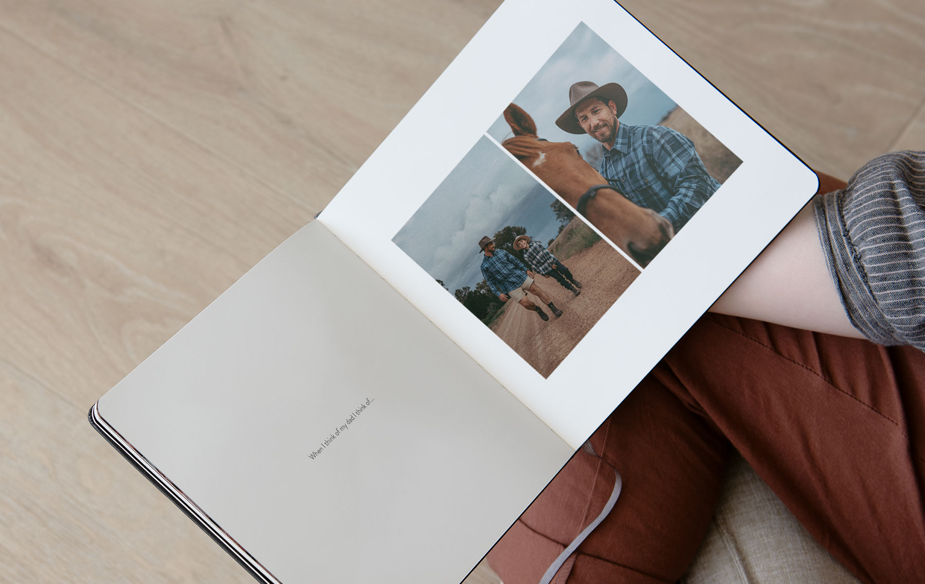 Moleskine Journal with images of a child and dad