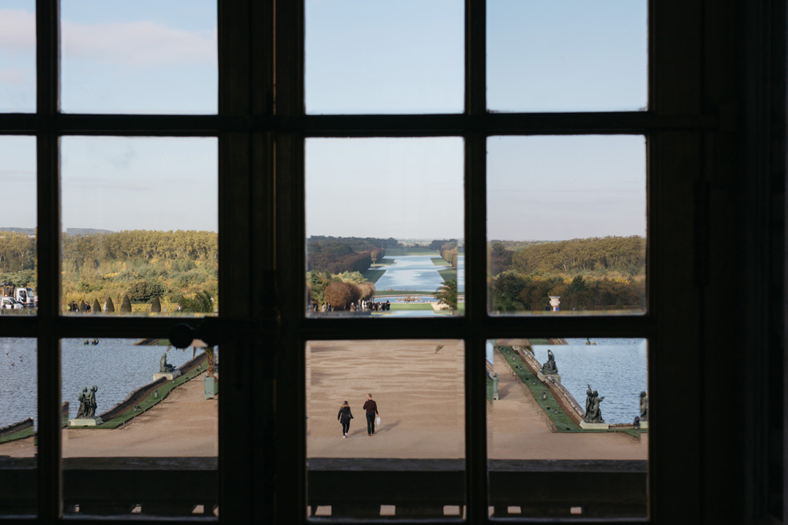 View of the lake through some windows.