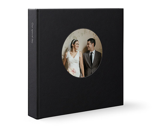 Black leather square photo album
