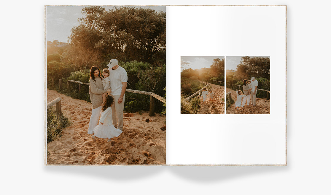 Portrait Premium Photo Book of family of three at a beach in Australia