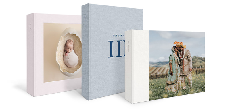 Three Premium Photo Albums standing side by side