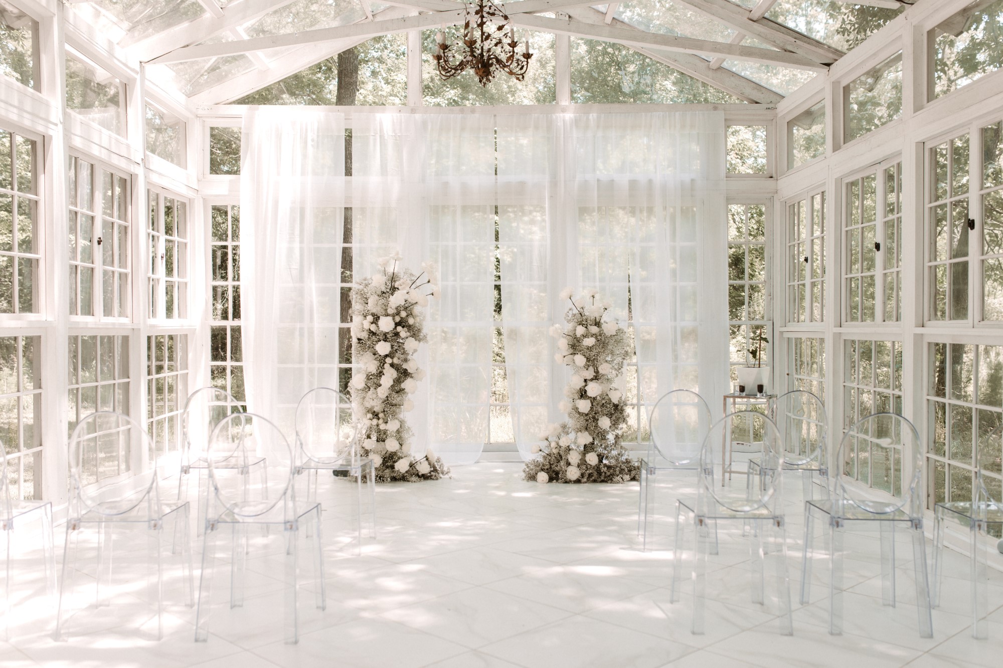 White wedding ceremony venue