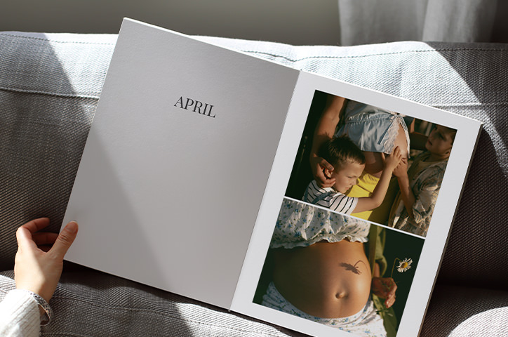 Portrait family yearbook with pregnancy photos