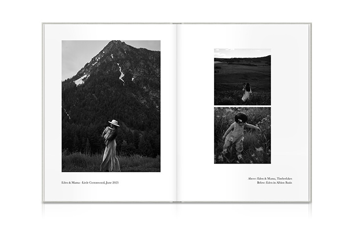 Open Large Portrait Premium Photo Book of baby photos by a mountain