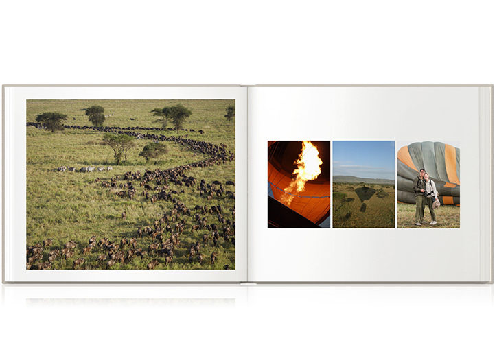 Open landscape photo book of Tanzania honeymoon travels