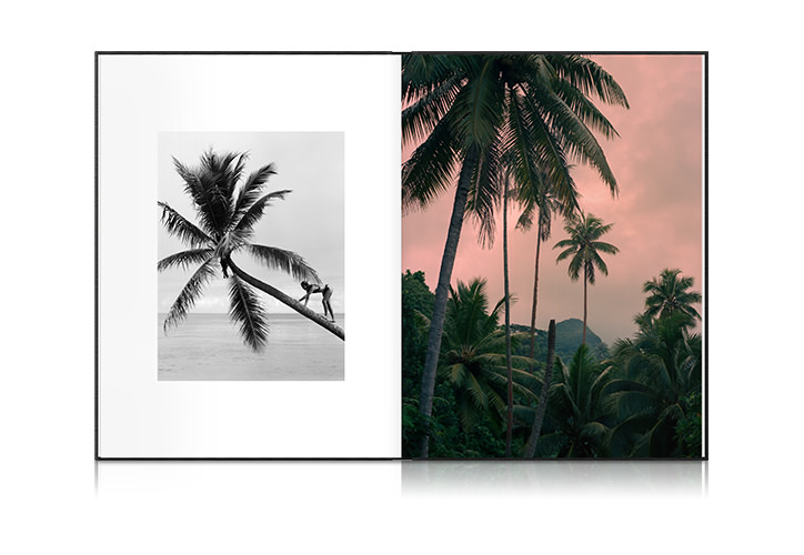 Black portrait photo album of tropical beach photos