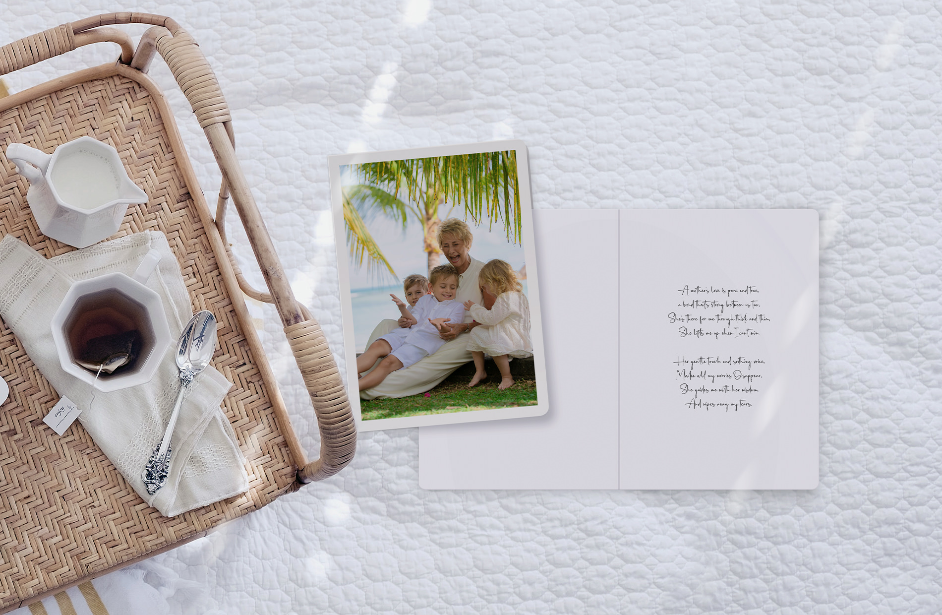 Grandmother with children on card with beautiful poem