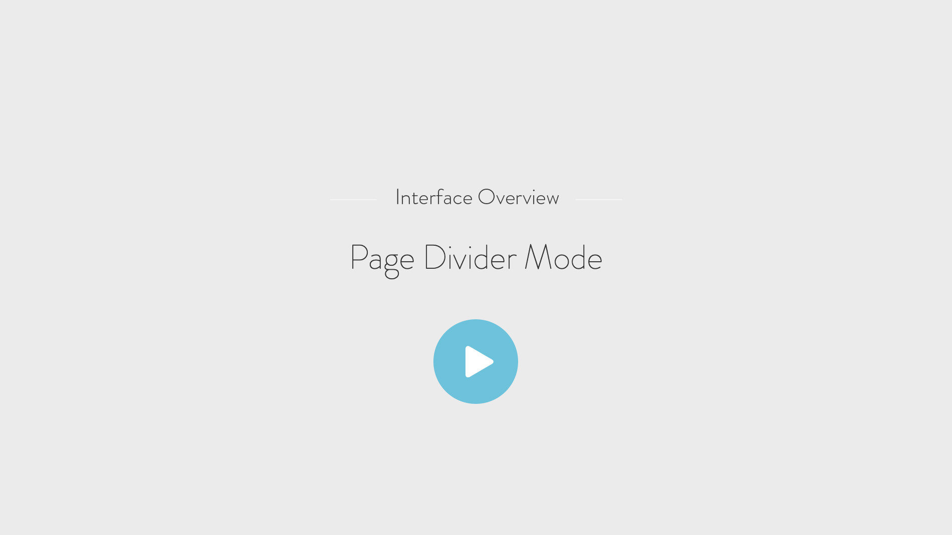 Interface Overview - Page Divider Mode