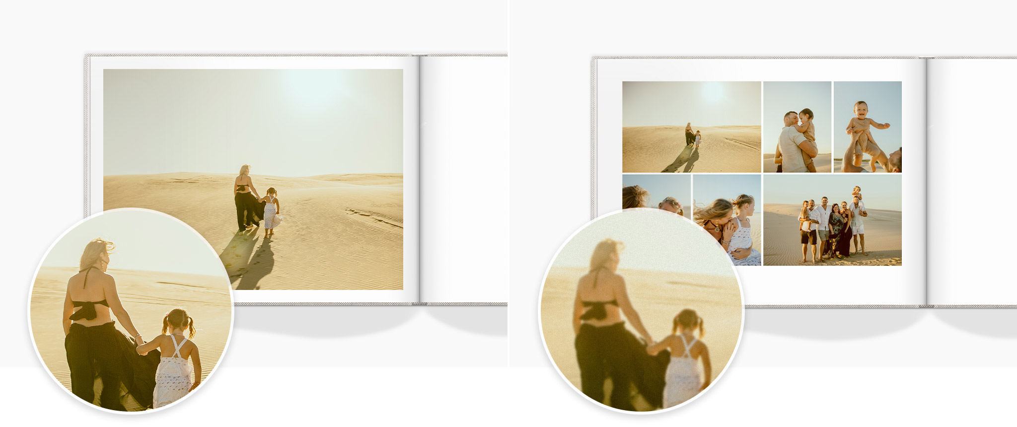 Two images showing long shots in larger template frames