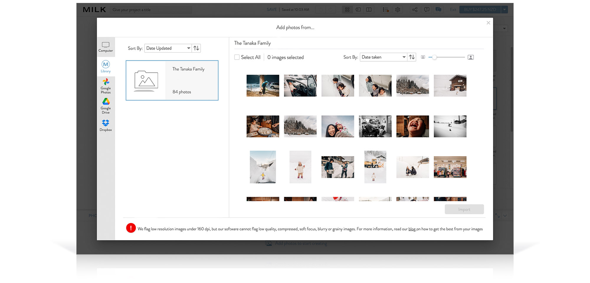 MILK Design Studio how to upload images