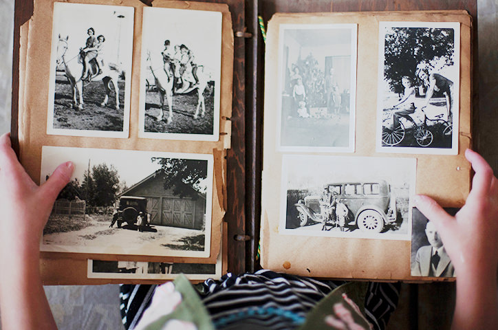 Traditional photo album with old images