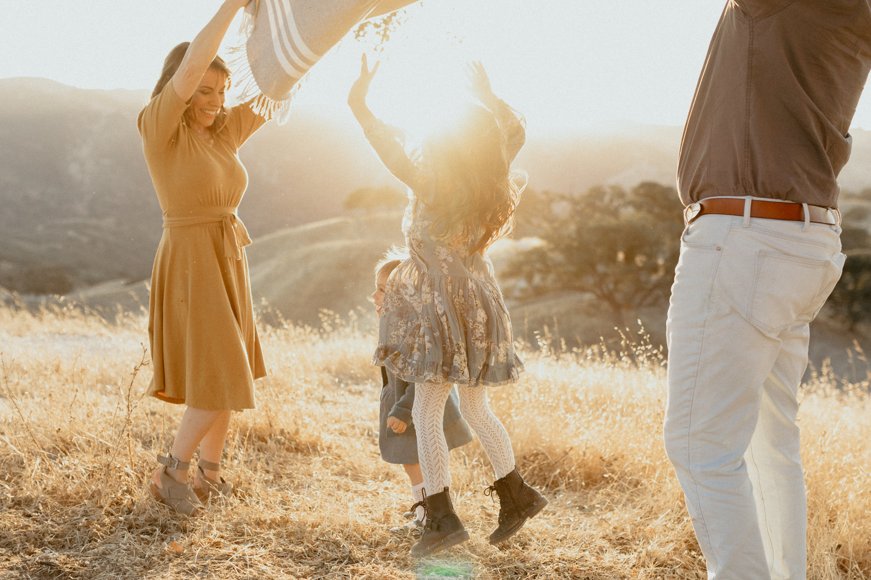 Family portrait at golden hour