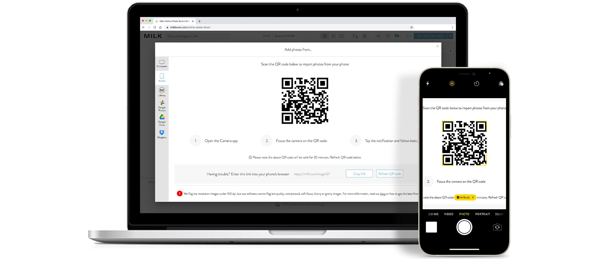 Screenshot QR code appearing in Mobile tab in Design Studio