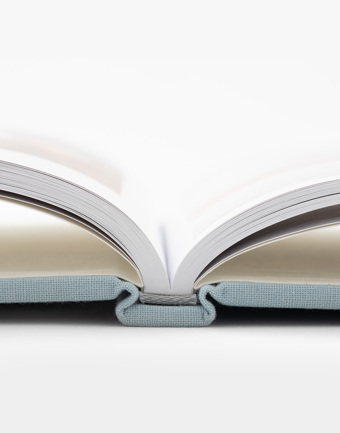 Classic photo book closeup of PUR binding.