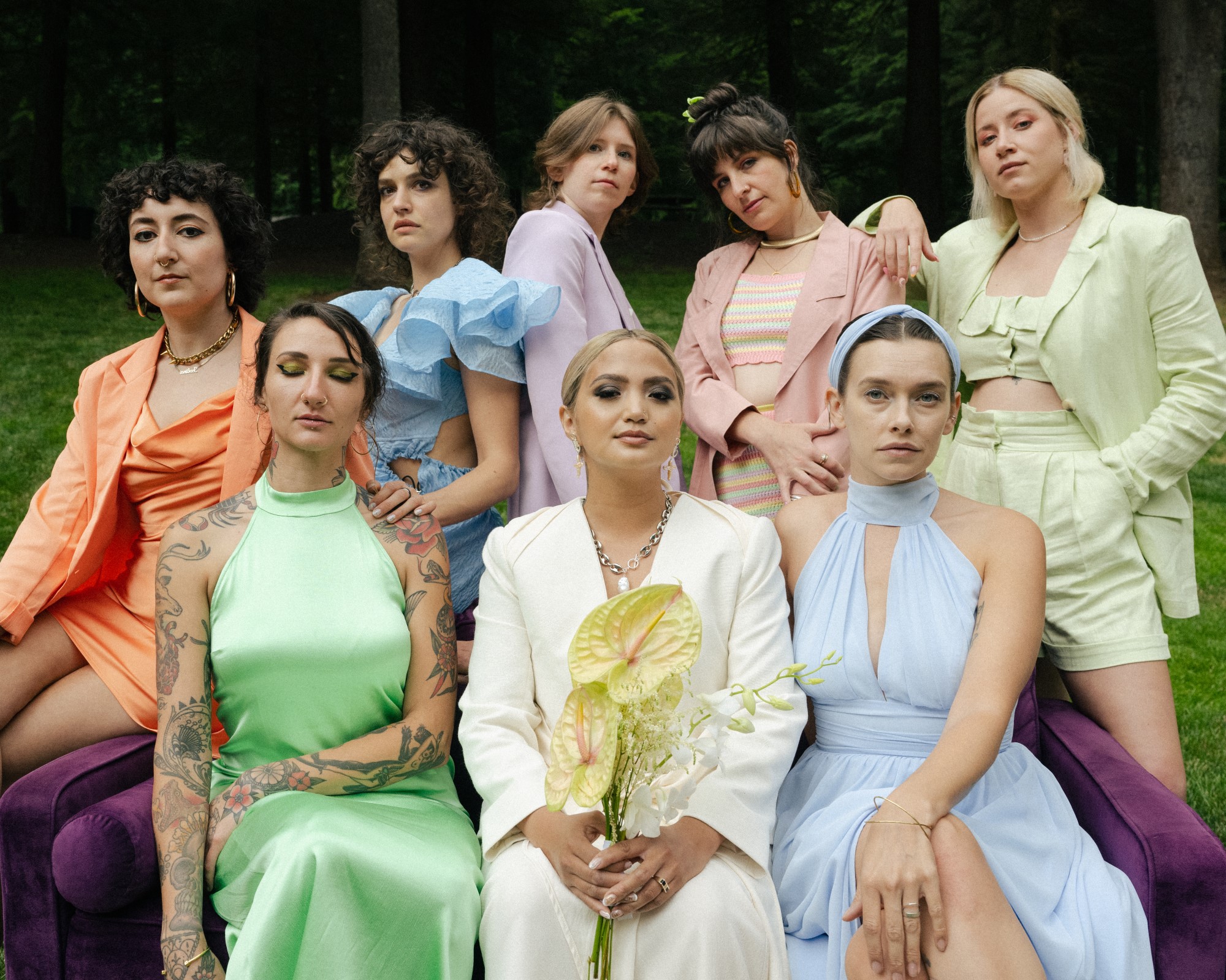 Pastel bridesmaid outfits