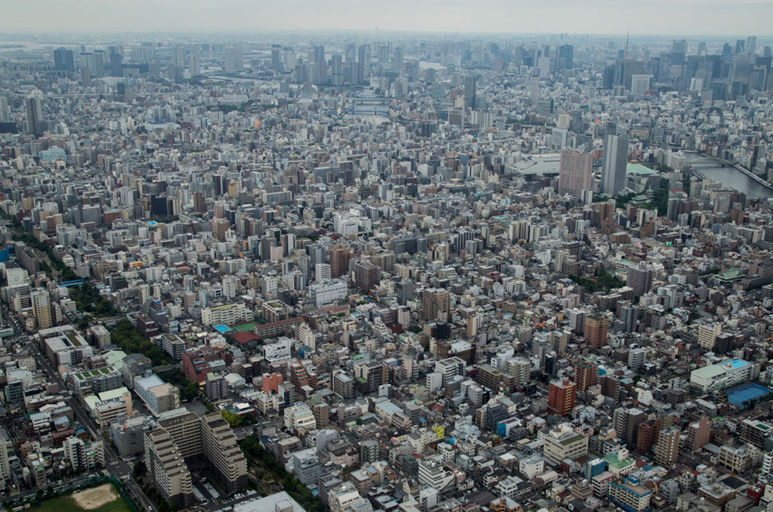 Birds eye view of a large city