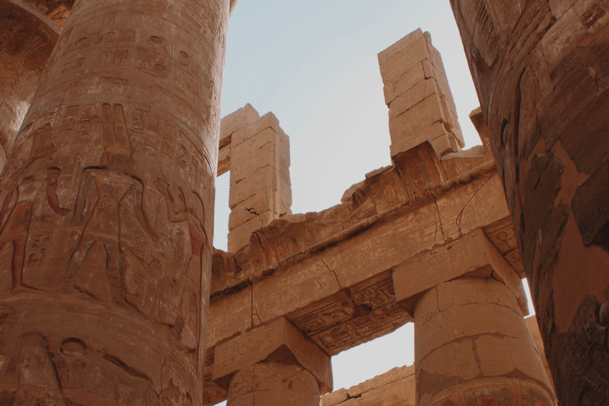 Close up of Egyptian temple carvings