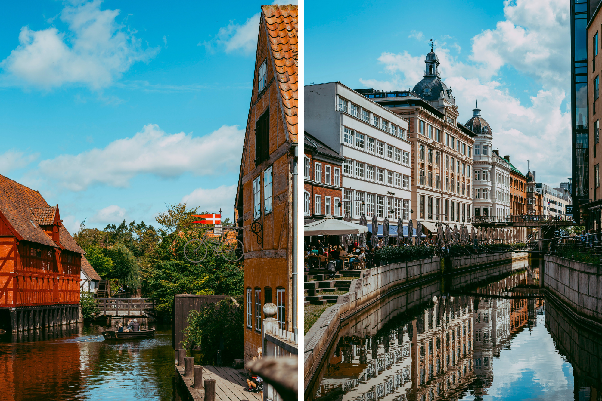 River view of Denmark streets with bright blue sky