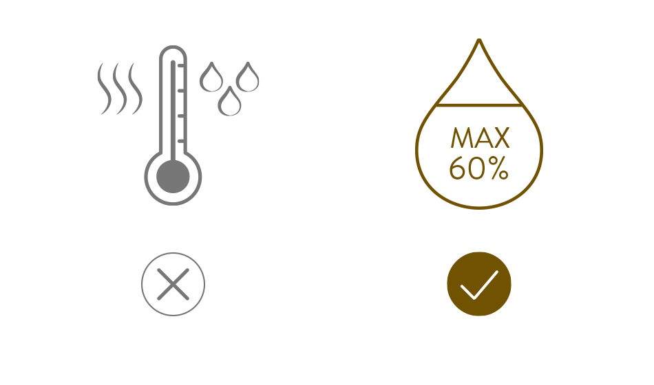 Care guide icons. Store books and albums in temperature under 60 degrees.